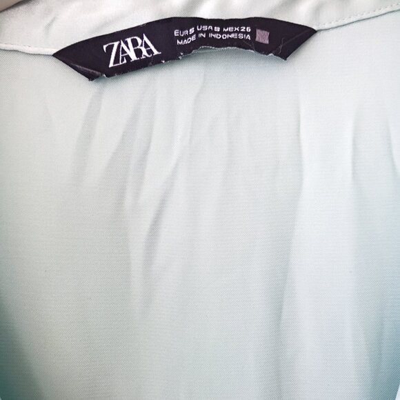 ZARA Women's Mint Green Satin Blouse Flowy Elegant Top | Size S - Picture 4 of 5